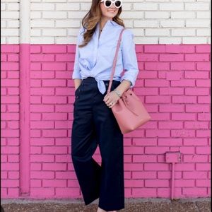 NORDSTROM 1901 Sailor Button Trousers Hidden Zip Wide Leg Black High Waist 8